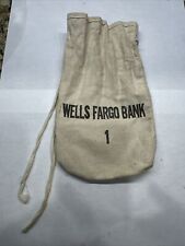 Vintage  Wells Fargo Bank Canvas/Cloth Coin Deposit Bag #1 picture