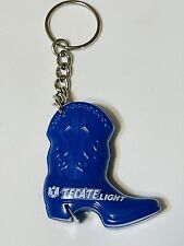Tecate Light Beer Bottle Opener Blue Cowboy Boot Key Chain Ring picture