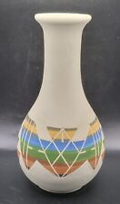Vintage Native American Multi Color Sioux Pottery Vase Signed Swift Eagle picture
