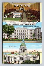 Madison WI-Wisconsin, Lawrence Restaurant, Antique, Vintage Souvenir Postcard picture