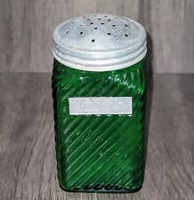 Vintage Owens Illinois Ribbed Green Glass Flour Shaker picture