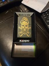 Zippo Outdoor Skull Design Woodsman Axeman Axe Green Matte Pocket Lighter picture