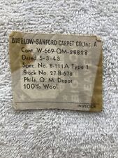 1940s 1950s 1960s Bigelow Sanford Carpet Company Weavers Tag Vtg picture