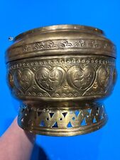 Antique/Vintage Ornate Heavy Middle Eastern Brass Cachepot picture