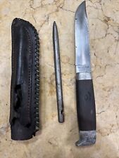 VINTAGE Hans Andersen Navy Hunting Knife with Original Leather Sheath And Spike picture
