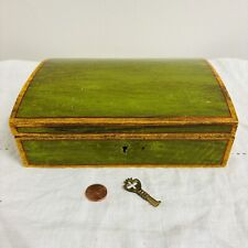 VTG Foreside Solid Wood Trinket Box w/ Key Hinged Primitive Hand Painted picture