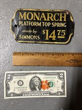 SIMMONS Old Tin Mattress Advertising Sign Tag Nameplate picture