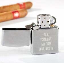 Personalized ZIPPO Lighter Satin Chrome Silver Gray Gift For Him Custom Engraved picture