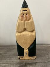Vintage Hand Carved Folk Art Primitive Wooden Santa Claus Figurine 11” Tall picture