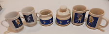 Vintage 6 Pc Set Morton Salt Coffee Mugs,  Cream & Sugar, When It Rains It Pours picture