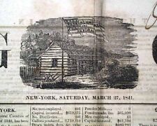 Rare William Henry Harrison Campaign Horace Greeley as Publisher 1841 Newspaper picture