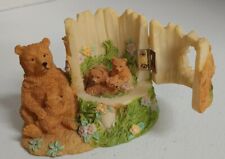 Vintage K's Collection Figurine Bear Family Cubs Mama Bear Tree Trunk 2.5