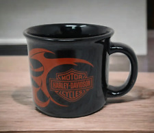 Harley Davisdon Motorcycles Coffee Tea Mug Black And Orange Tribal Flames 2004 picture