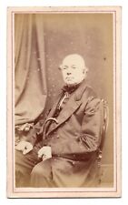 CIRCA 1860s CDV MORRIS OLD MAN IN SUIT HOLDING CANE BIRMINGHAM ENGLAND picture