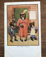 Antique Busy  Bear Vintage postcard J.J. Austen #438 Vacation picture