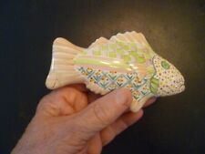 McKenzie Childs Fish Knob right facing peach green pink repair on tail crack, sc picture