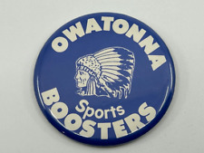 Vintage Owatonna Sports Boosters Button   Pre-1994.  (Indian Mascot).  Minnesota picture