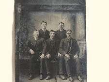 Antique 1890s Tintype Victorian Five Gentlemen American Frontier  picture