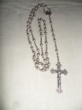 VINTAGE ALL STERLING SILVER CRUCIFIX ROSARY BEADS--23 GRAMS picture