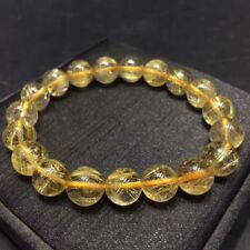 A A A + + Natural Titanium Crystal Gold Rutilated Quartz Crystal Beads Bracelet picture