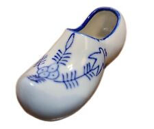 VINTAGE ~ Porcelain Clog Hand Painted Figurine Blue/White -Made In JAPAN picture