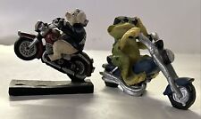 Pair Of Frog & Hog On Motorcycle Figurines Resin 3-1/4” To 4-1/2” picture