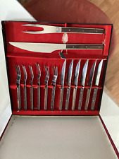 Vintage Yax JAPAN Rosewood Stainless Steel Cutlery & Flatware Set of 6 in Box picture