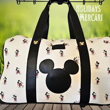 BIOWORLD DISNEY MICKEY MOUSE LARGE DUFFLE BAG WITH WHEELS WHITE & BLACK NWT picture