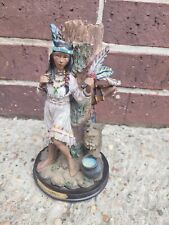 Vintage Meerchi  Native Indian Woman Figurine Versailles W Wolf  picture