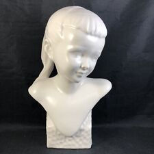 Girl Bust Mid Century Bright White Porcelain Florence Ceramics 9.5 in. Figural picture