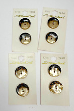 Vintage Streamline Buttons made in Spain Cream Brown Shell Faux Set of 8 NOS picture