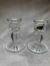 CANDLE STICK HOLDERS- SET OF 2 VIOLETTA  HAND CUT 24% LEAD CRYSTAL- MADE/ POLAND picture