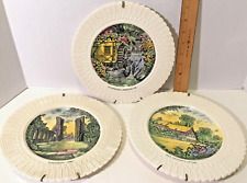 3 Royal Cauldon plates Glastonbury Abbey, Ann Hathaway, Waterwheel 9.75
