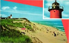 Vintage Postcard- Nauset Light and Beach, Cape Cod National Seashore 1960s picture