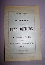1901 Claremont New Hampshire Selectman + Town Officers -Annual Report- NH picture