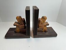 Antique Vintage Wooden Old Monks Reading Bookends Library Spiritual picture