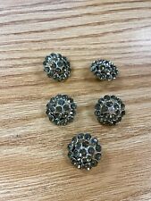 Five Vintage Rhinestone Covered Metal Buttons picture