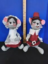 VTG ANNALEE 1965 THANKSGIVING MOUSE COUPLE. Male 14 In./ Wife 13 In. Tall. MINT picture