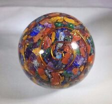 LARGE (60-70mm) 7 CHAKRA MIXED ORGONE GEMSTONE SPHERE ORGONITE SPHERE picture