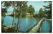 Vtg Madeline Island Lake Superior Postcard c1966 Rustic Bridge Big Bay Lagoon picture