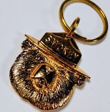 Smokey Bear Key Chain Ring Valley Casting Gold Tone Forest Fires Only U Vintage picture