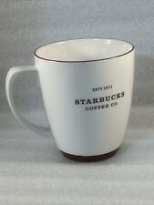 Starbucks 2006 White Abbey Large Tea Coffee Mug Cup Brown Trim Est 1971 picture