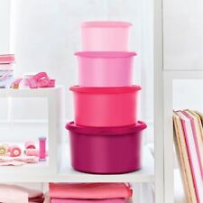 New Tupperware One-touch stac Topper Canisters with Lids, Set of 4 Purple & Pink picture