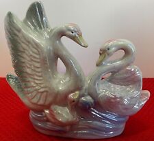 Excellent Vintage Zhongguo Zhi Zao, Porcelain 3 Swans Figurine. Red China Stamp picture