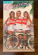 vintage 1987 BUDWEISER Beer Poster BEACH CRUISIN' 20X33 KATHY IRELAND picture