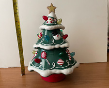 Hallmark Ceramic Christmas Tree Musical Tabletop Light Up Rotating Gumdrop~11