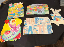 Vintage Easter Cardboard Cutout Decorations Lot Of 5. picture