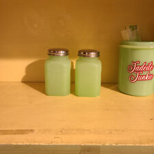 Jadeite Green Glass  Salt & Pepper Shakers Made by TPC  4.5