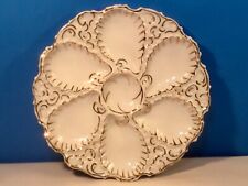 Antique German Porcelain White & Gold 6 Well Oyster Plate picture