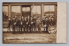 Postcard RPPC Dongola Opera House Band Illinois Men Musical Instruments Ca 1908 picture
